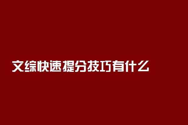 文综快速提分技巧有什么