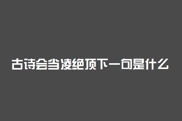 古诗会当凌绝顶下一句是什么