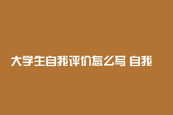 大学生自我评价怎么写 自我评价范文2篇