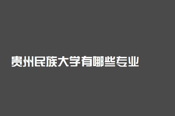 贵州民族大学有哪些专业