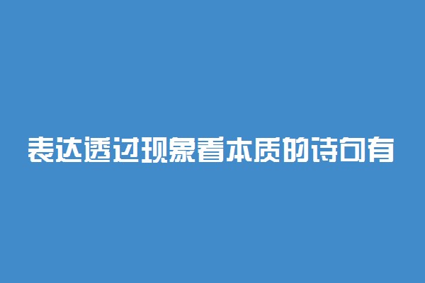 表达透过现象看本质的诗句有哪些