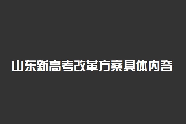 山东新高考改革方案具体内容是什么