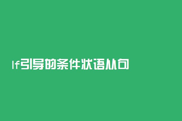 If引导的条件状语从句