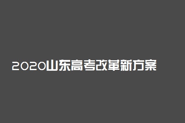 2020山东高考改革新方案一览表