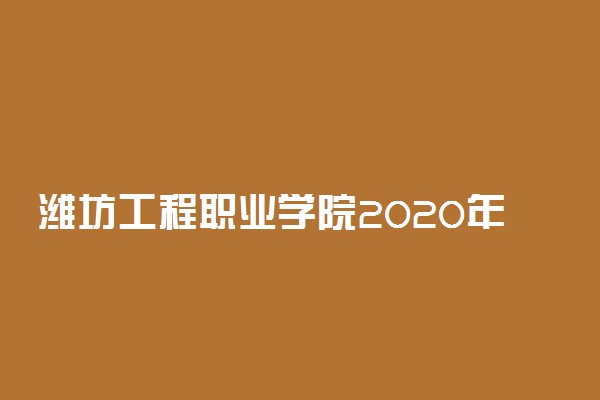 潍坊工程职业学院2020年招生简介