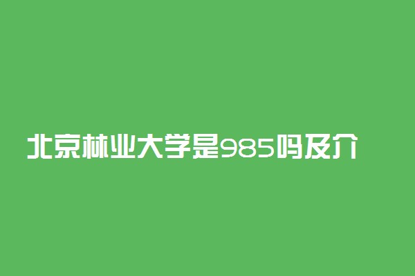 北京林业大学是985吗及介绍