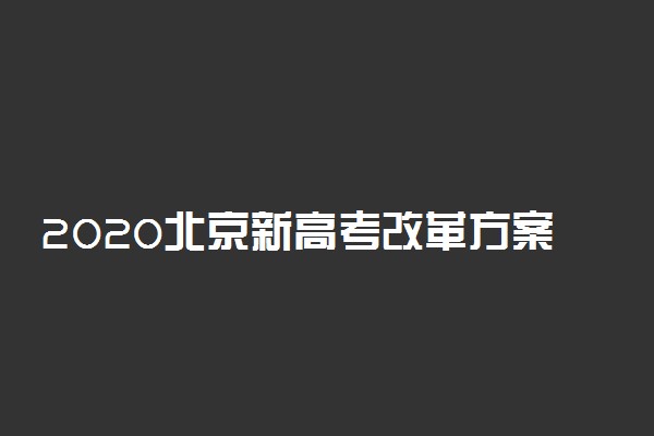 2020北京新高考改革方案