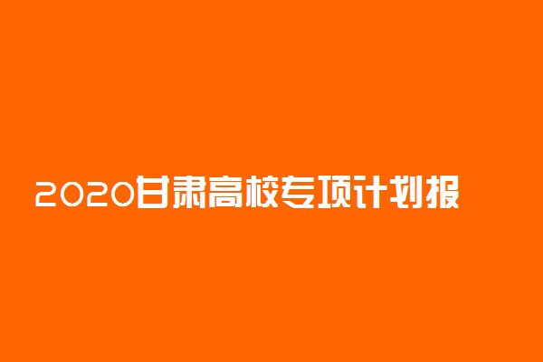 2020甘肃高校专项计划报名时间及入口