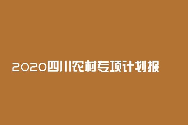 2020四川农村专项计划报名时间及条件