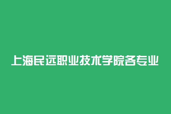上海民远职业技术学院各专业收费标准汇总