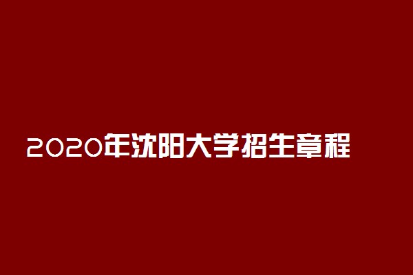 2020年沈阳大学招生章程