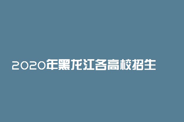 2020年黑龙江各高校招生计划汇总