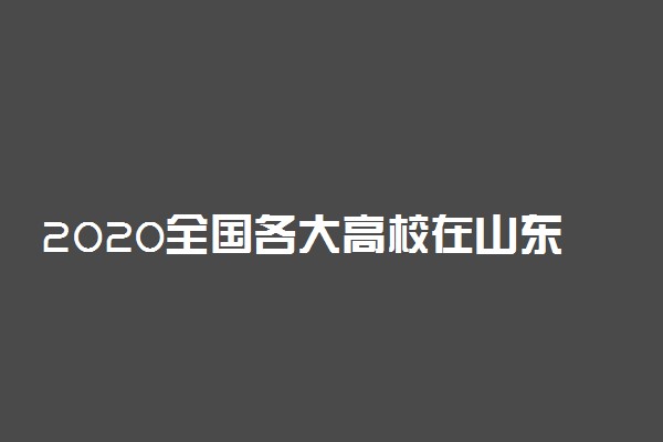 2020全国各大高校在山东招生计划