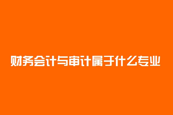 财务会计与审计属于什么专业类别 好就业吗