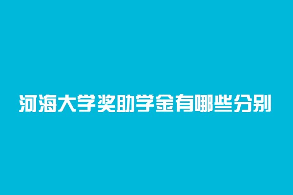 河海大学奖助学金有哪些分别多少钱 怎么申请评定