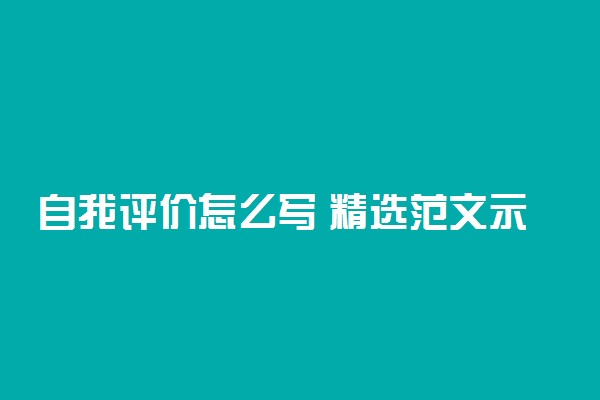 自我评价怎么写 精选范文示例