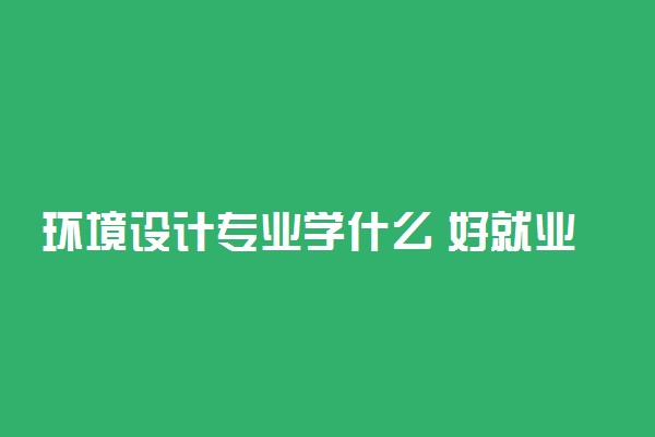 环境设计专业学什么 好就业吗