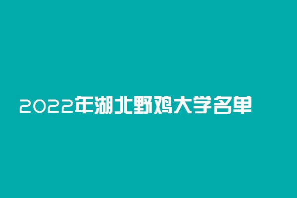 2022年湖北野鸡大学名单【最新公布】