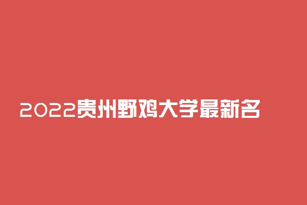 2022贵州野鸡大学最新名单