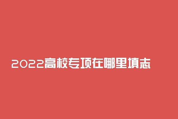 2022高校专项在哪里填志愿 填报指南