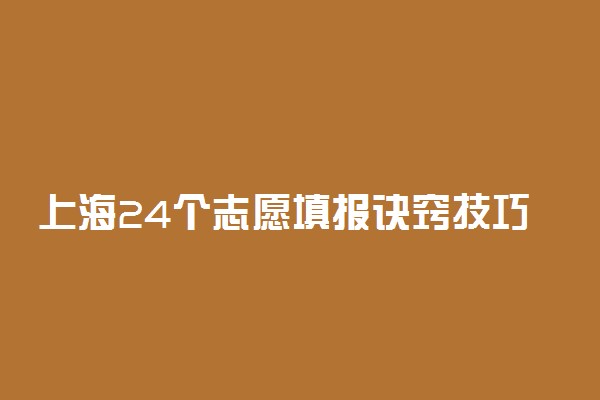 上海24个志愿填报诀窍技巧：上海24个志愿怎么录取？（2022参考）