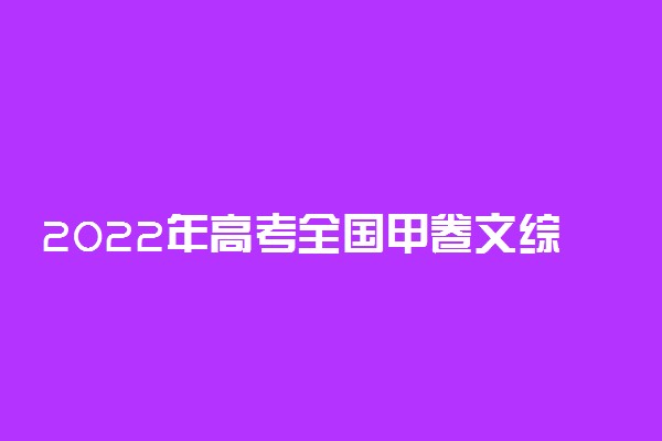 2022年高考全国甲卷文综试卷及答案解析汇总