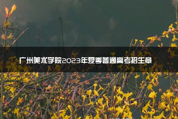 广州美术学院2023年夏季普通高考招生章程