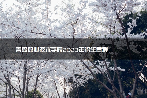 青岛职业技术学院2023年招生章程