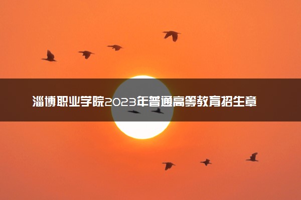淄博职业学院2023年普通高等教育招生章程