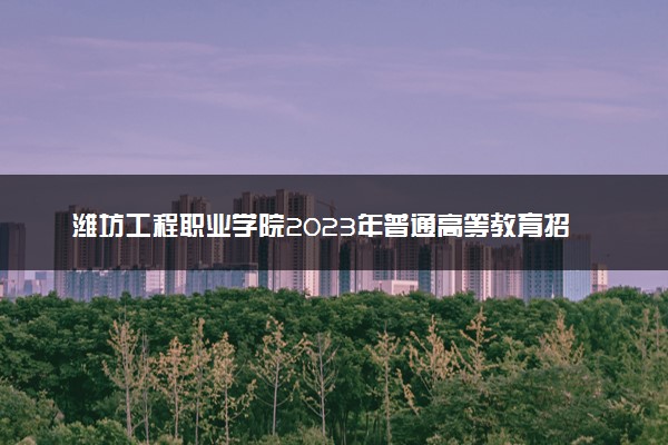 潍坊工程职业学院2023年普通高等教育招生章程