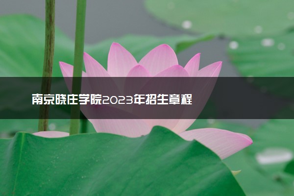 南京晓庄学院2023年招生章程