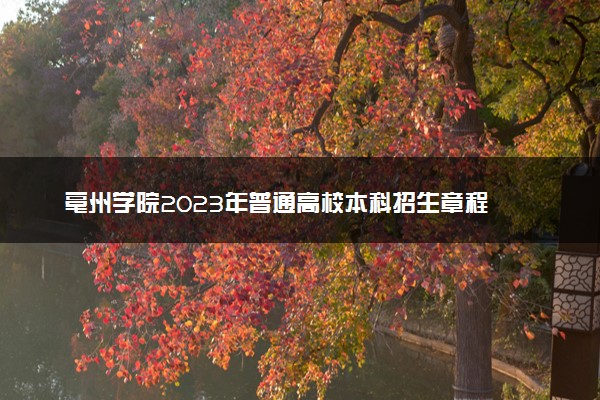 亳州学院2023年普通高校本科招生章程