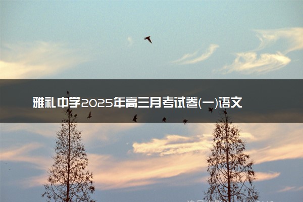 雅礼中学2025年高三月考试卷（一）语文试题及答案解析